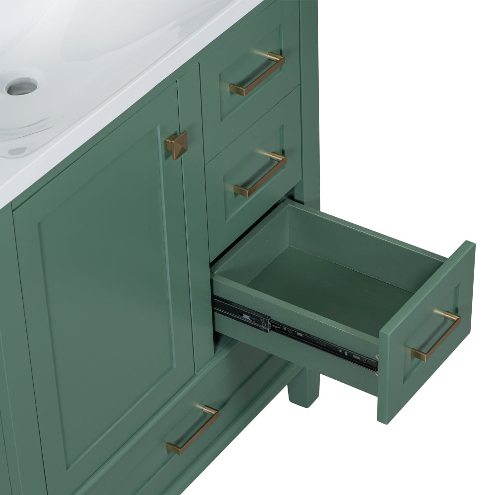 30" Bathroom Vanity in Green, Modern Bathroom Cabinet with Sink Combo Set, Bathroom Storage Cabinet with a Soft Closing Door and 3 Drawers, Solid Wood Frame