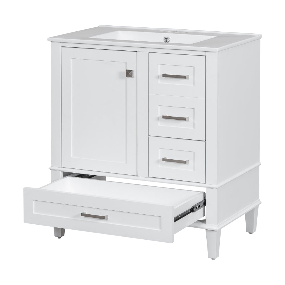 30" Bathroom Vanity in Green, Modern Bathroom Cabinet with Sink Combo Set, Bathroom Storage Cabinet with a Soft Closing Door and 3 Drawers, Solid Wood Frame