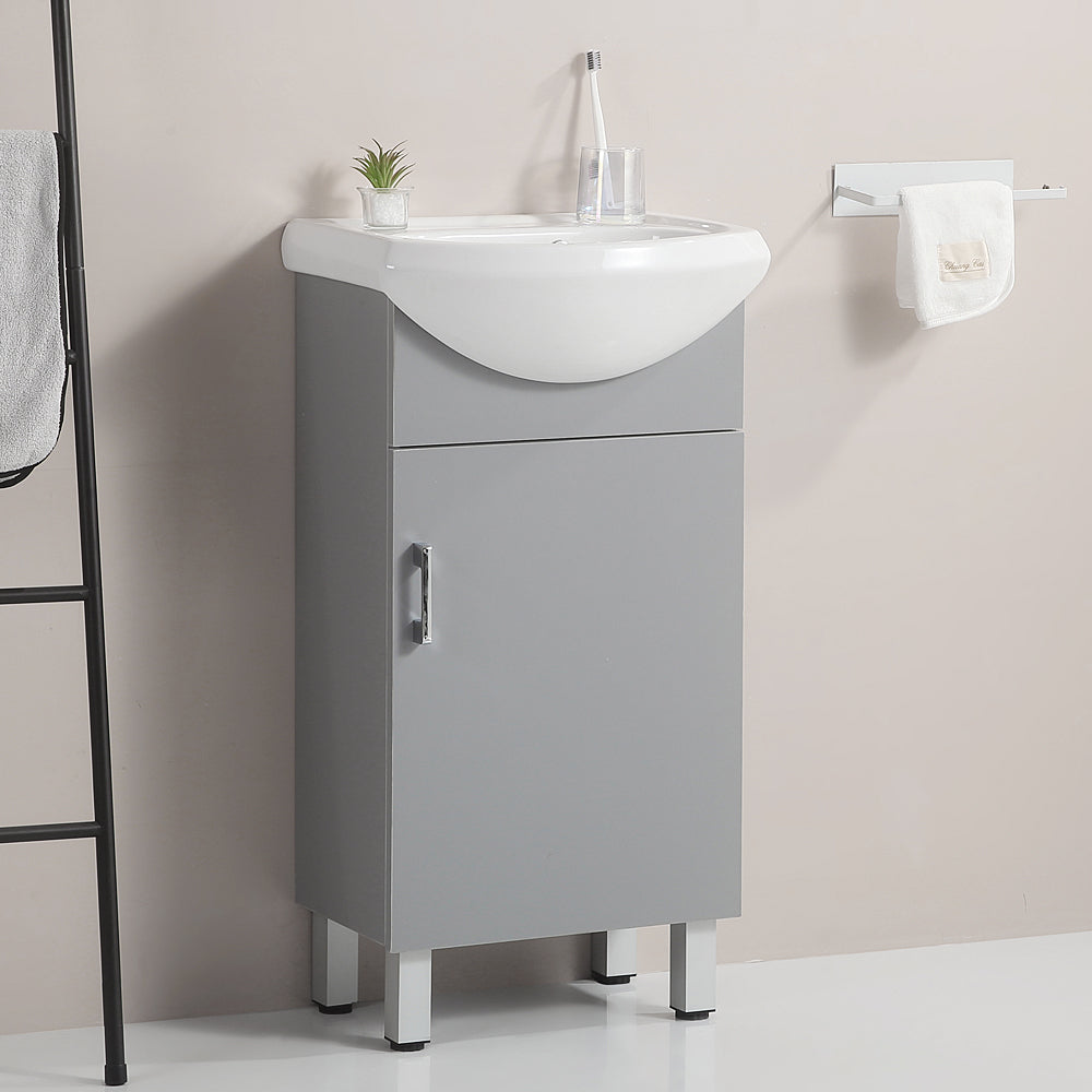 18-inch mini bathroom cabinet with ceramic sink Grey