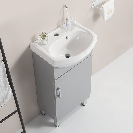 18-inch mini bathroom cabinet with ceramic sink Grey