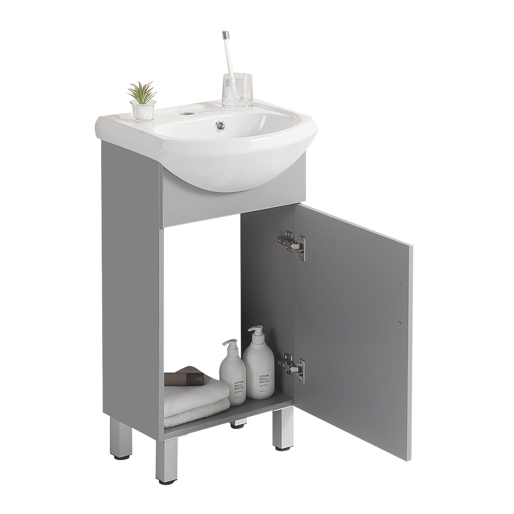 18-inch mini bathroom cabinet with ceramic sink Grey