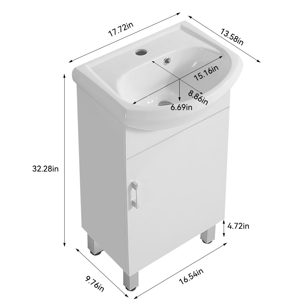 18-inch mini bathroom cabinet with ceramic sink White ChooChoo Bathroom Wall Cabinet,